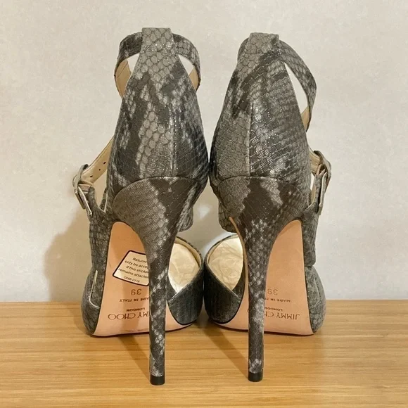 Jimmy Choo glitter animal print wrap around strappy ankle pump 38.5 120mm - Picture 5 of 10